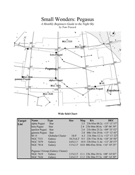 Pegasus a Monthly Beginners Guide to the Night Sky by Tom Trusock