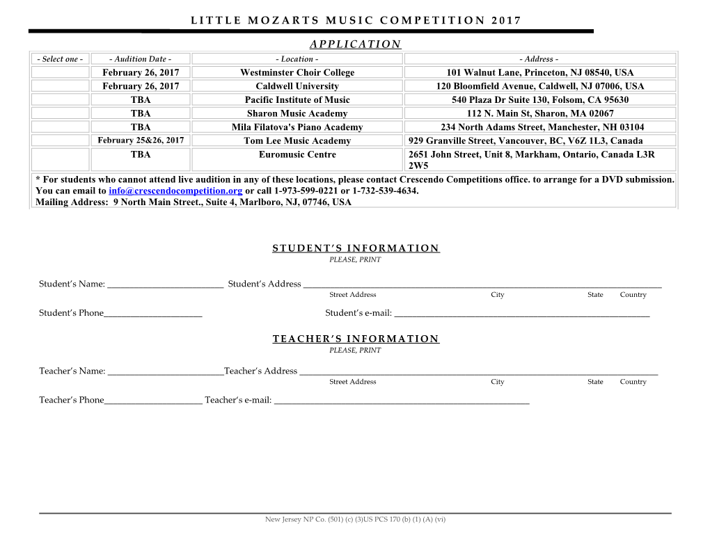 Little Mozarts Music Competition 2017