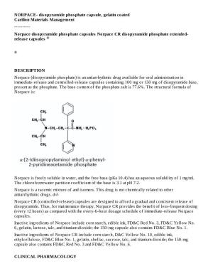 NORPACE- Disopyramide Phosphate Capsule, Gelatin Coated