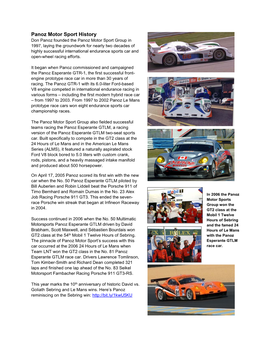 Panoz Motor Sport History