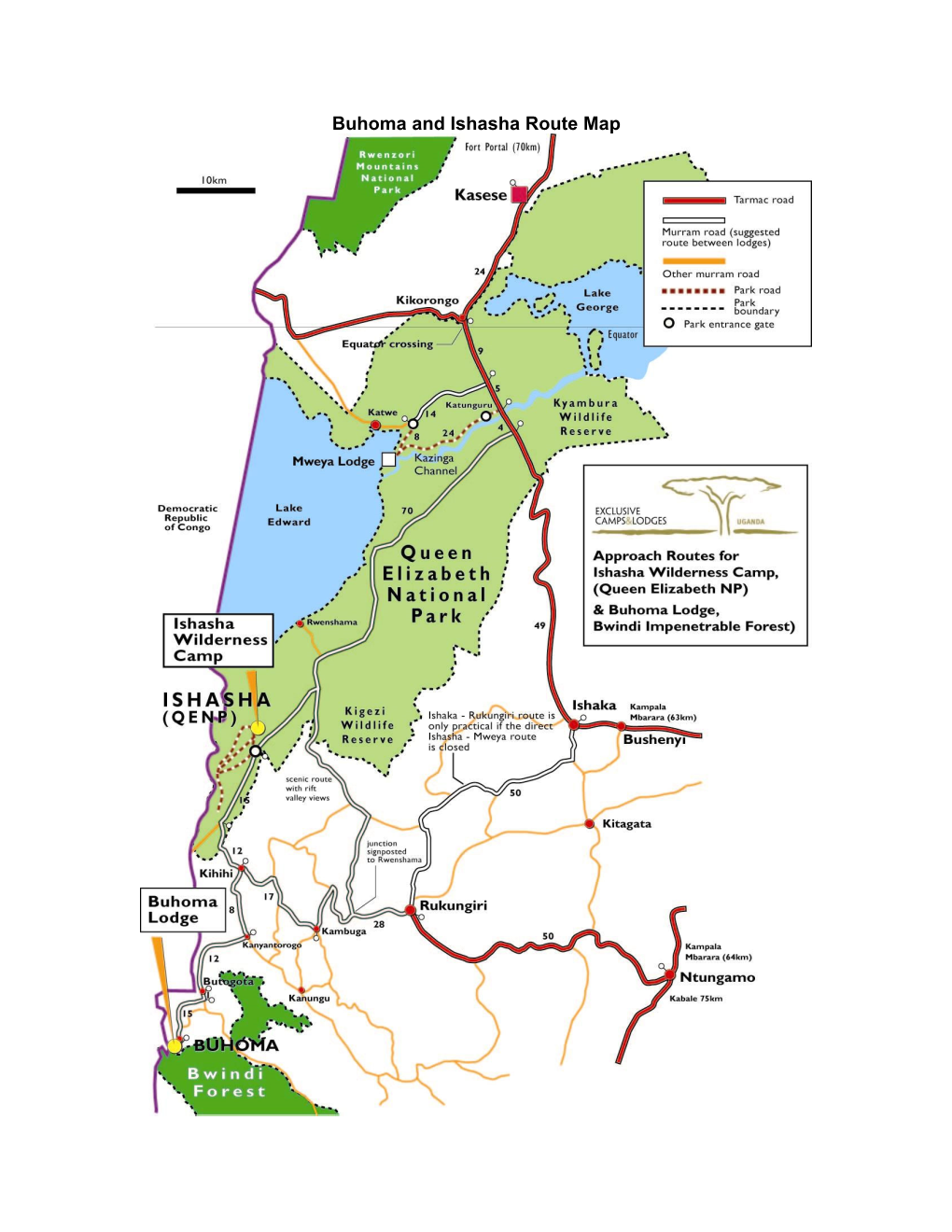 Buhoma and Ishasha Route Map