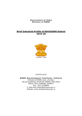 Brief Industrial Profile of NAYAGARH District 2019-20