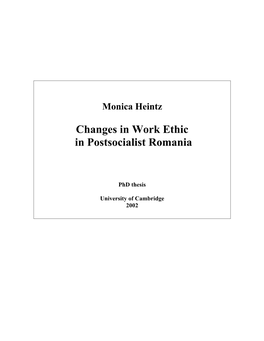 Changes in Work Ethic in Postsocialist Romania