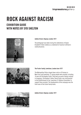 Rock Against Racism Exhibition Guide with Notes by Syd Shelton