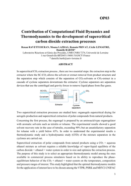 OP03 Contribution of Computational Fluid Dynamics And