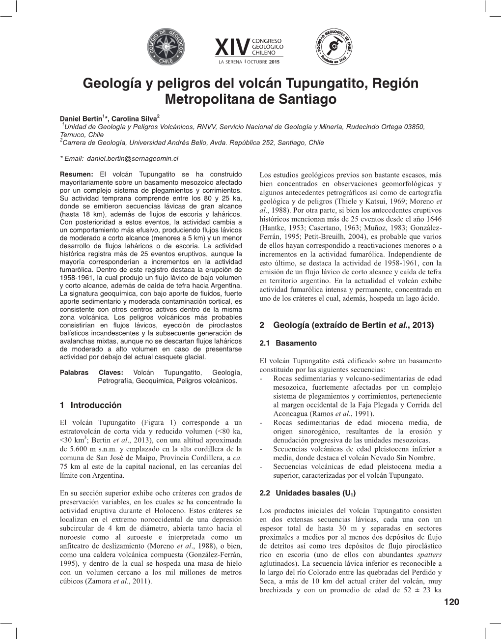 Geología Y Peligros Del Volcán Tupungatito, Región Metropolitana De Santiago