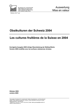 Obstkulturen Der Schweiz 2004 Les Cultures Fruitières De La Suisse En