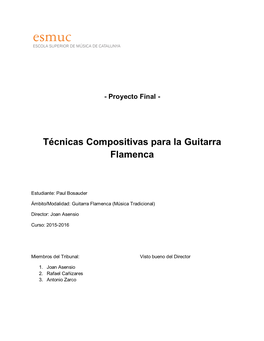 Técnicas Compositivas Para La Guitarra Flamenca