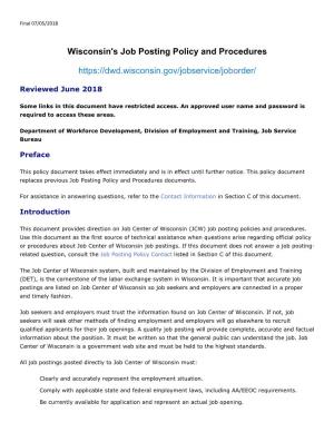 Wisconsin's Job Posting Policy and Procedures