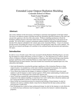 Extended Lunar Outpost Radiation Shielding