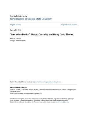Matter, Causality, and Henry David Thoreau