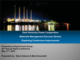 East Kentucky Power Cooperative Materials Management Success Stories Exploring Continuous Improvement