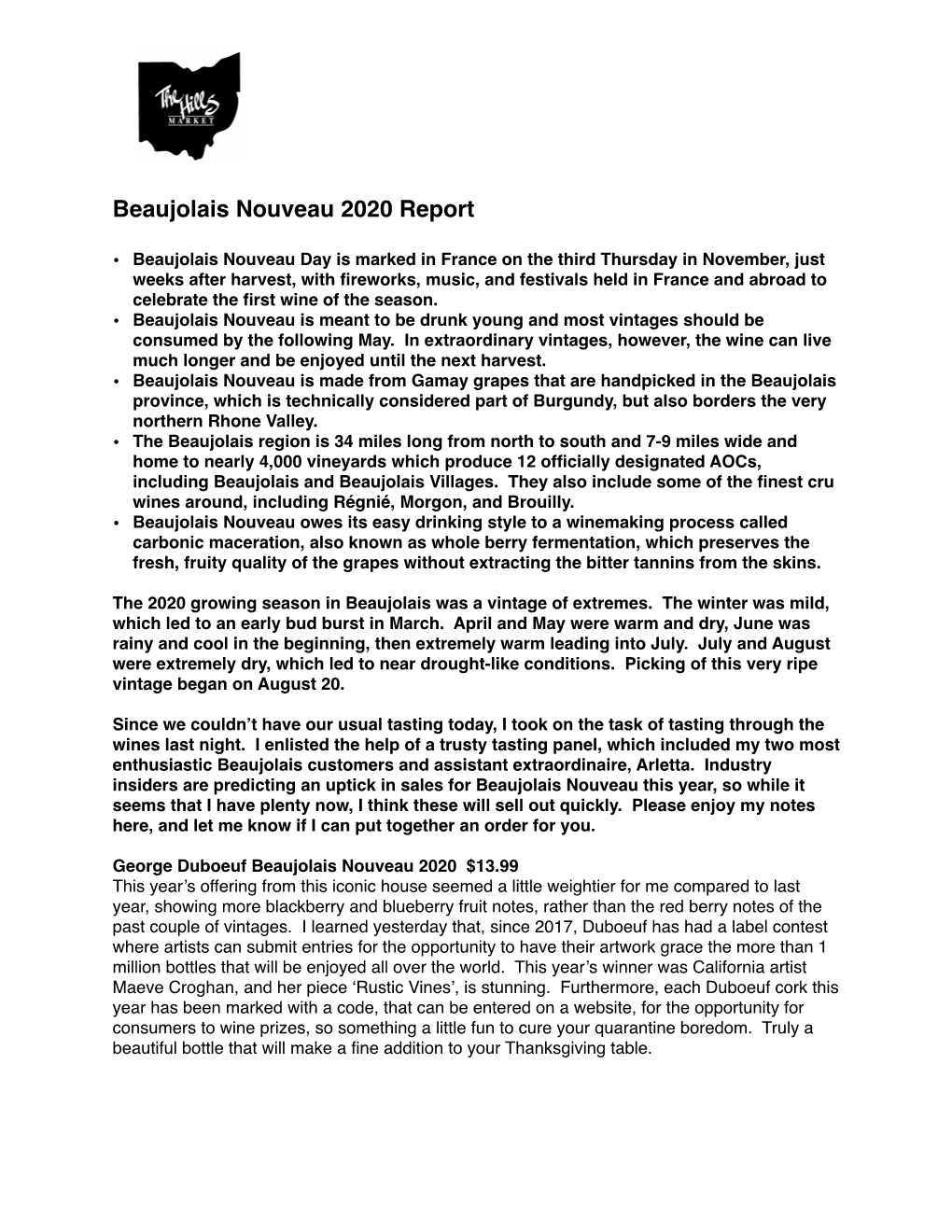 The 2020 Beaujolais Nouveau Report
