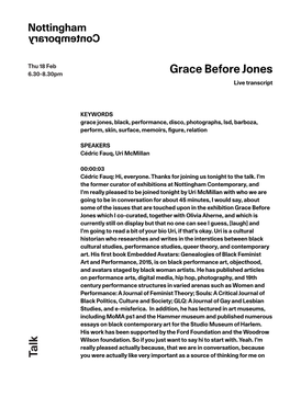 Talk Grace Before Jones