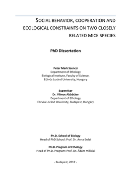 Peter Szenczi Phd Dissertation