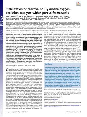 Stabilization of Reactive Co4o4 Cubane Oxygen- Evolution Catalysts Within Porous Frameworks
