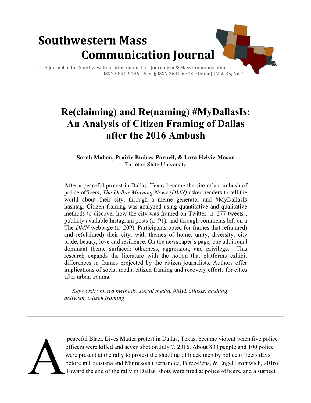 An Analysis of Citizen Framing of Dallas After the 2016 Ambush