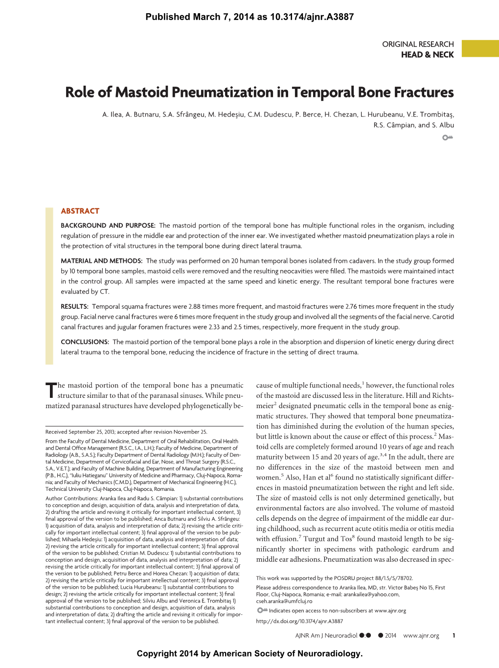 Role of Mastoid Pneumatization in Temporal Bone Fractures