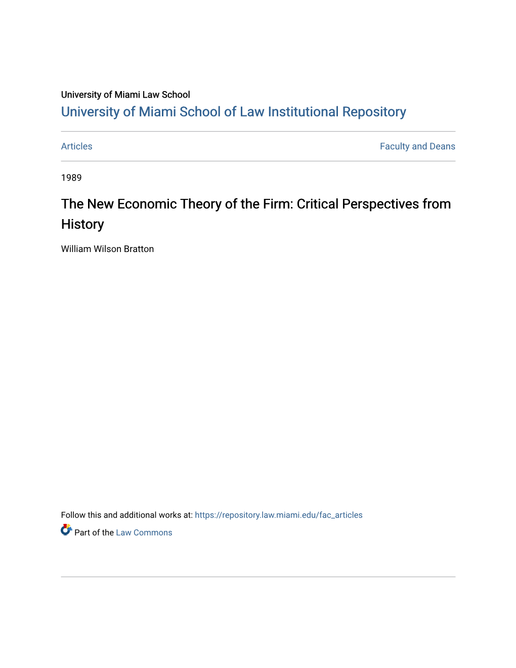 The New Economic Theory of the Firm: Critical Perspectives from History