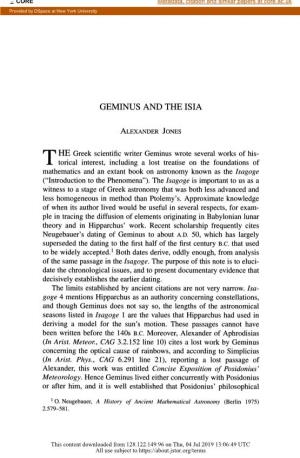 Geminus and the Isia