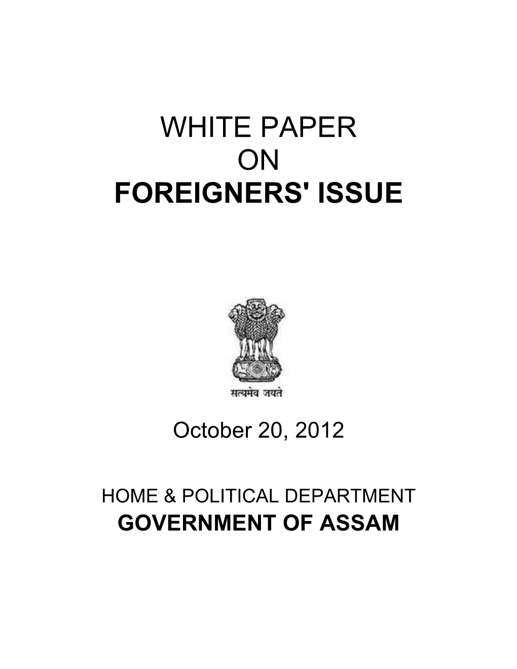 White Paper on Foreigners' Issue