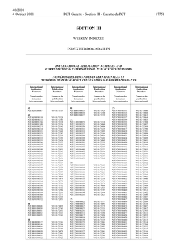 PCT Gazette, Weekly Issue No. 40, 2001