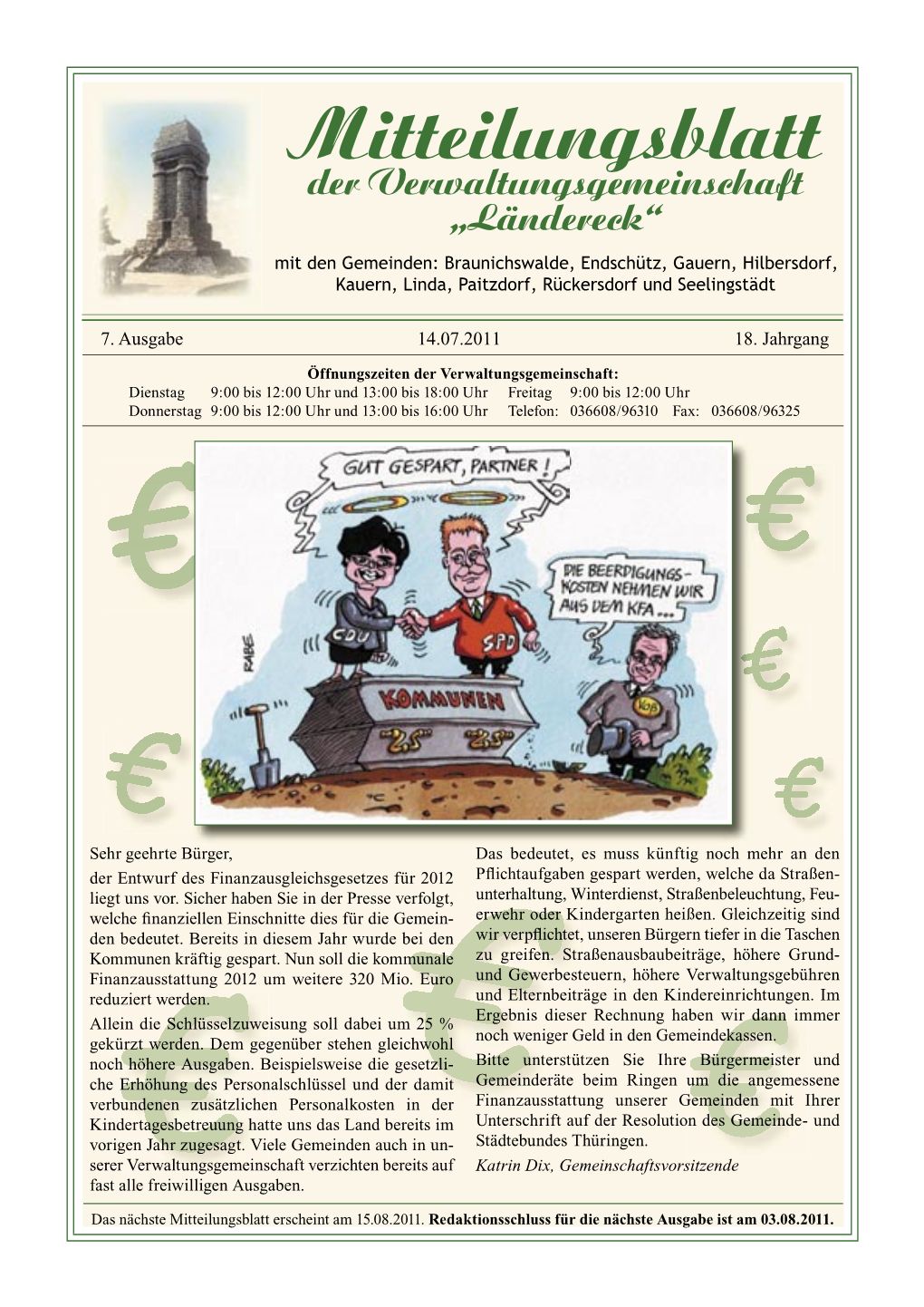 Mitteilungsblatt Der Verwaltungsgemeinschaft „Ländereck“