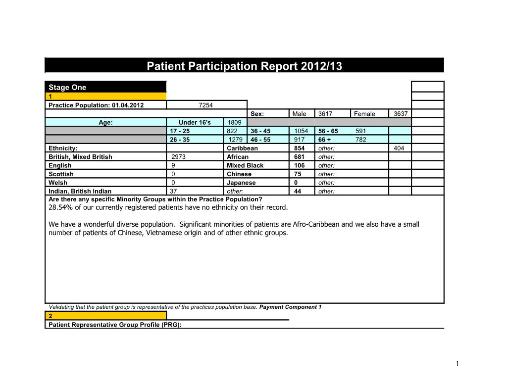 Patient Participation Report