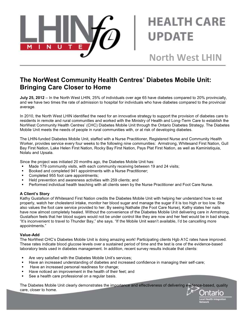 The Norwest Community Health Centres' Diabetes Mobile Unit