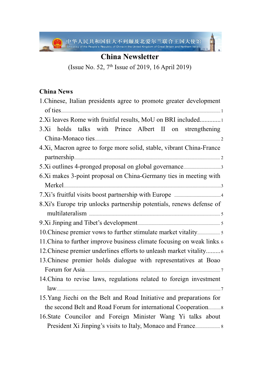 China Newsletter (Issue No