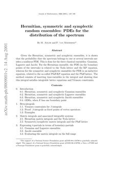 Hermitian, Symmetric and Symplectic Random Ensembles