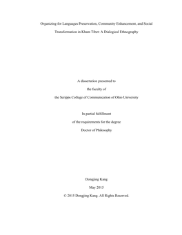 Organizing for Languages Preservation, Community Enhancement, and Social Transformation in Kham Tibet: a Dialogical Ethnography