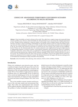 Choice of Abandoned Territories Conversion Scenario According to Mcda Methods