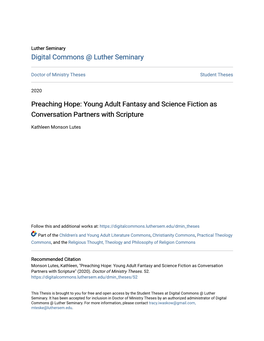 Young Adult Fantasy and Science Fiction As Conversation Partners with Scripture