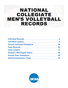 National Collegiate Men's Volleyball Records