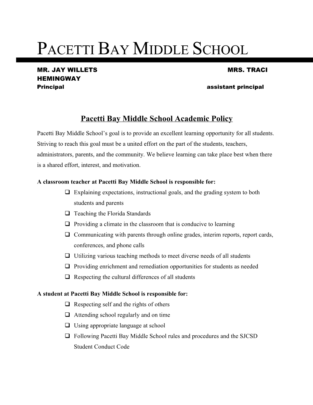 Pacetti Bay Middle School