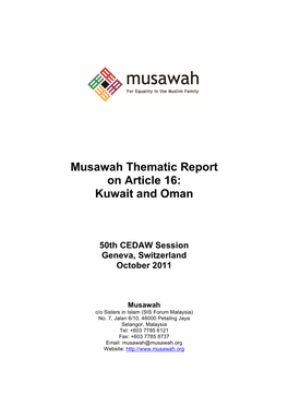 Musawah Thematic Report on Article 16: Kuwait and Oman
