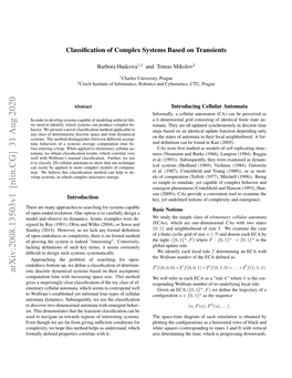 Arxiv:2008.13503V1 [Nlin.CG] 31 Aug 2020 Istic Discrete Dynamical Systems Based on Their Asymptotic Computation Time with Increasing Space Size