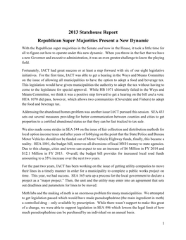 2013 Statehouse Report Republican Super Majorities Present a New