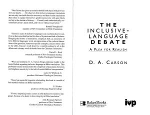 The Inclusive-Language Debate: a Plea for Realism I D.A