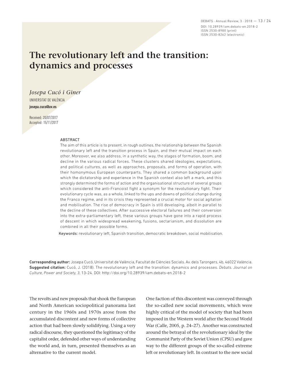 The Revolutionary Left and the Transition: Dynamics and Processes