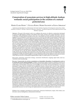 Conservation of Ecosystem Services in High-Altitude Andean Wetlands: Social Participation in the Creation of a Natural Protected Area