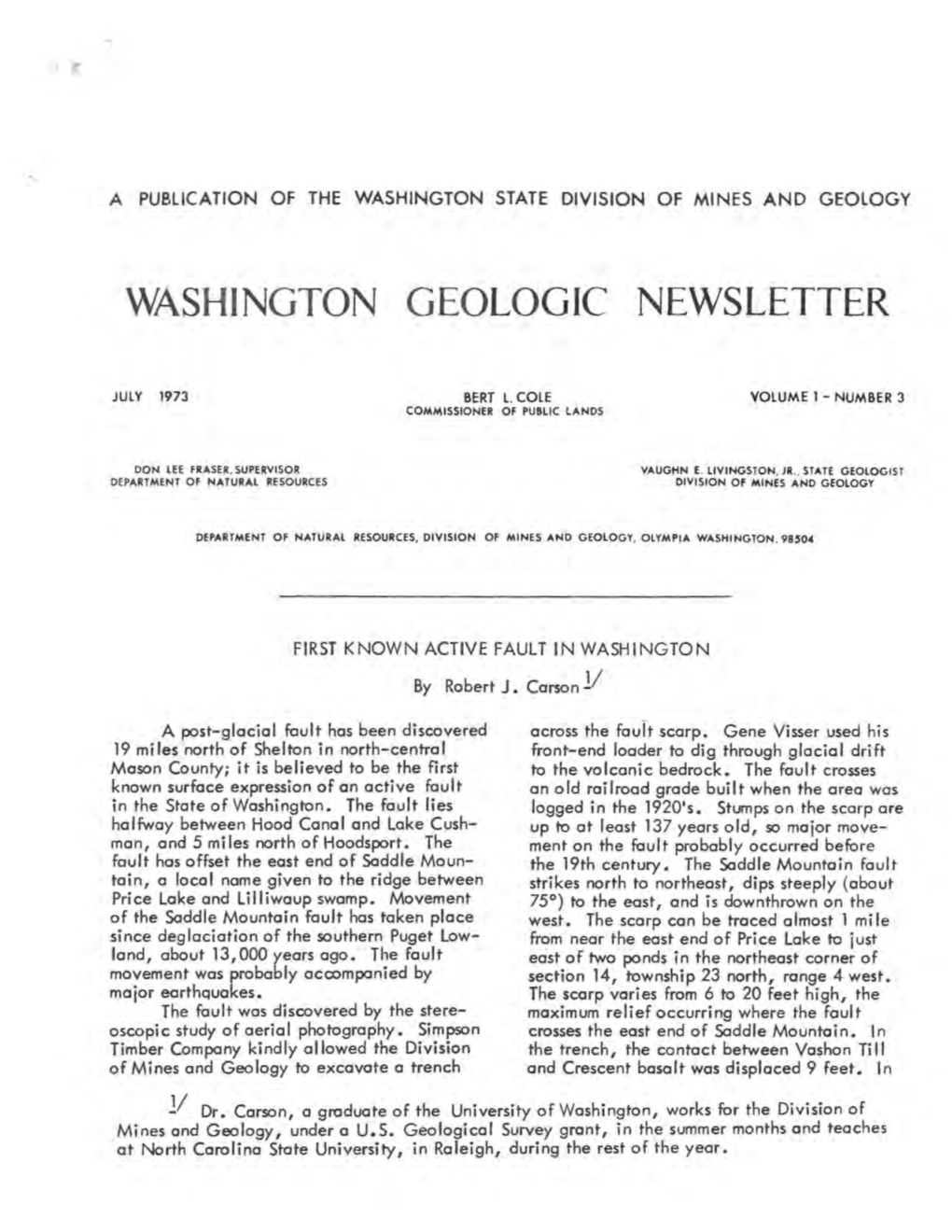 Washington Geologic Newsletter