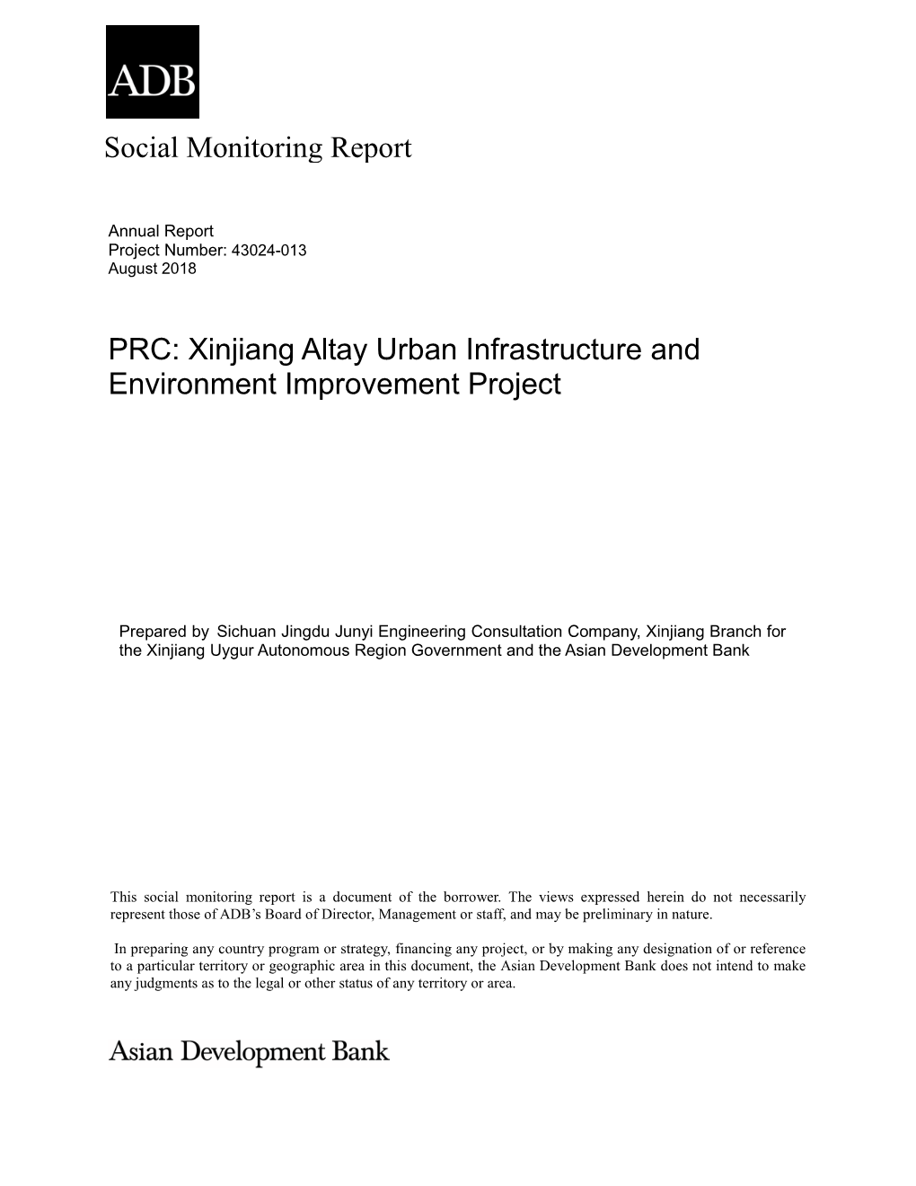 Xinjiang Altay Urban Infrastructure and Environment Improvement Project