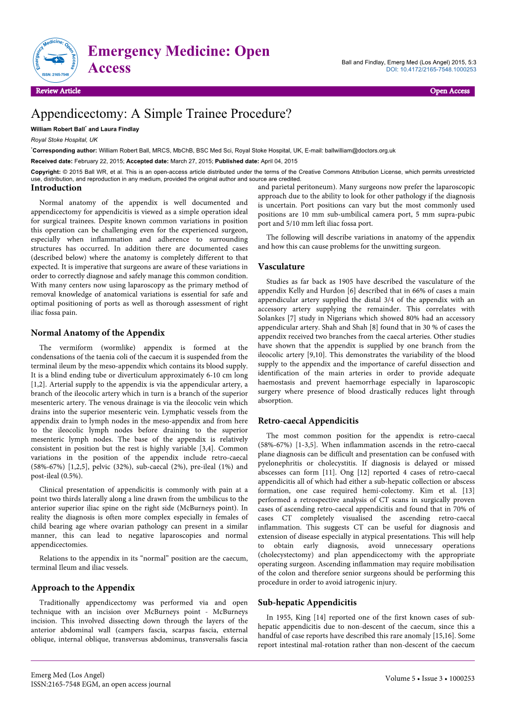 Appendicectomy: a Simple Trainee Procedure?