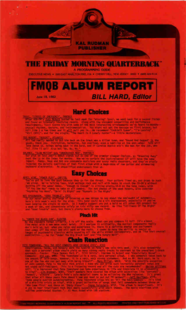 Mlle ALBUM REPORT June 18, 1982 BILL HARD, Editor