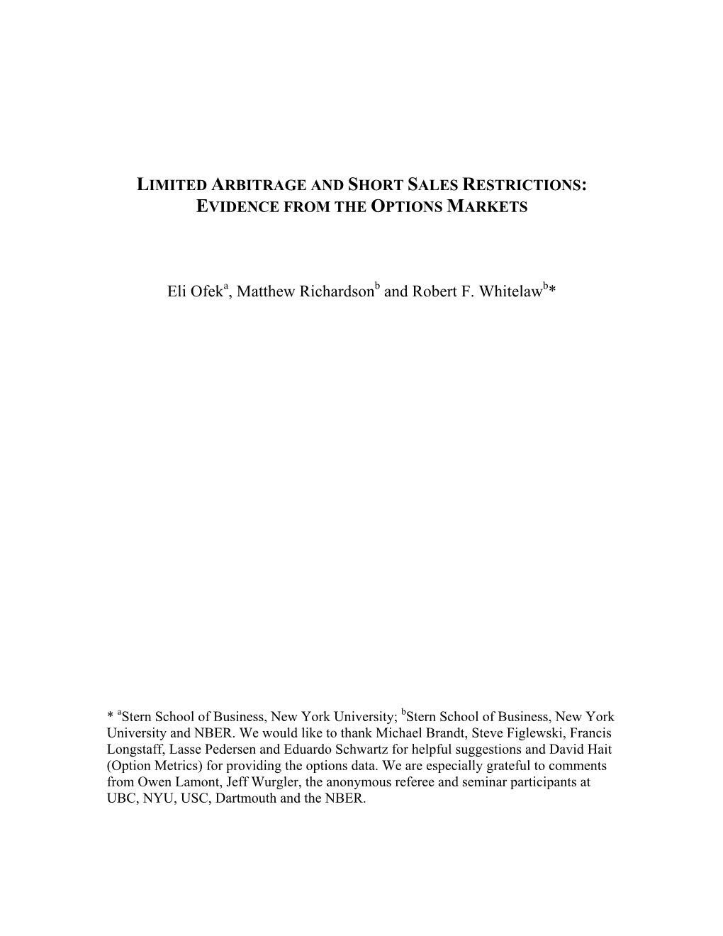 Limited Arbitrage and Short Sales Restrictions: Evidence from the Options Markets