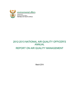 2012-2013 National Air Quality Officer's Annual Report On