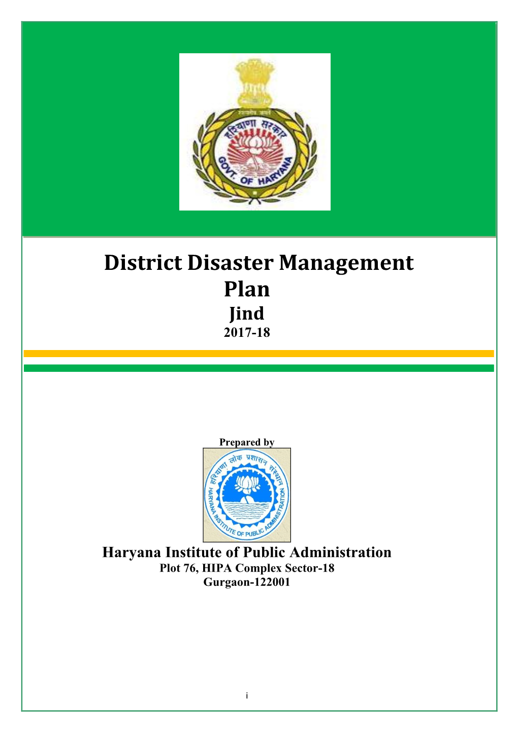 District Disaster Management Plan Jind 2017-18
