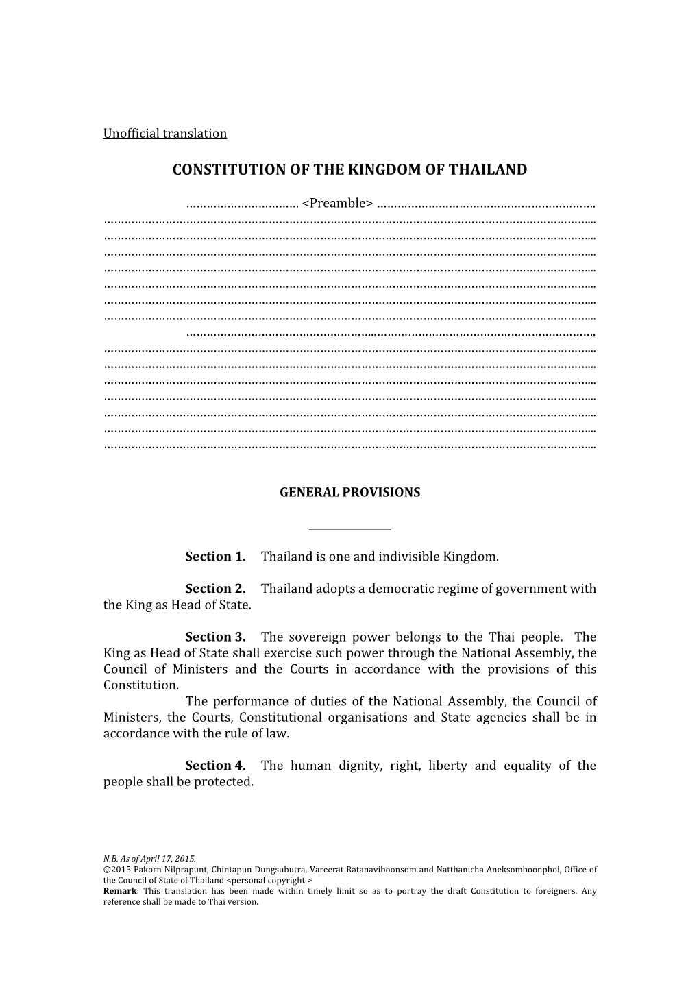 Constitution of the Kingdom of Thailand